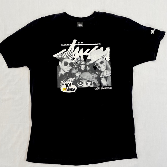 VTG Stussy Yo MTV Raps Digital Underground Blk Logo T - Picture 1 of 4